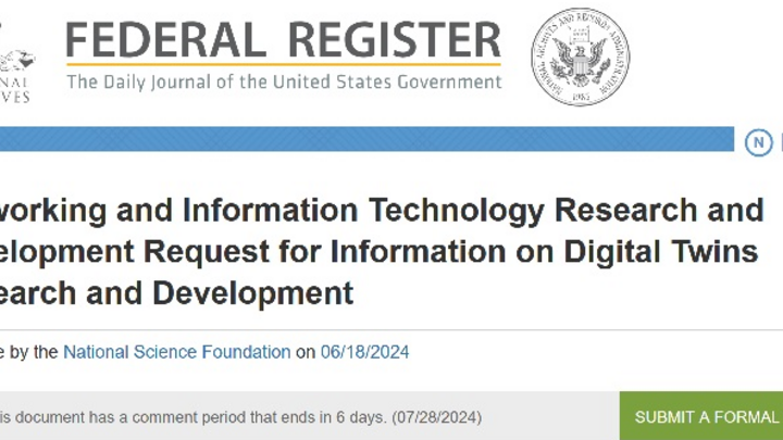 NSF: Request for Information on Digital Twins Research and Development